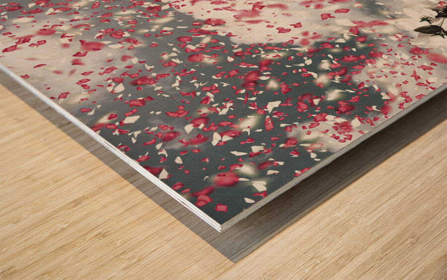 Tender woman with flowers. Romantic celebration Wood print