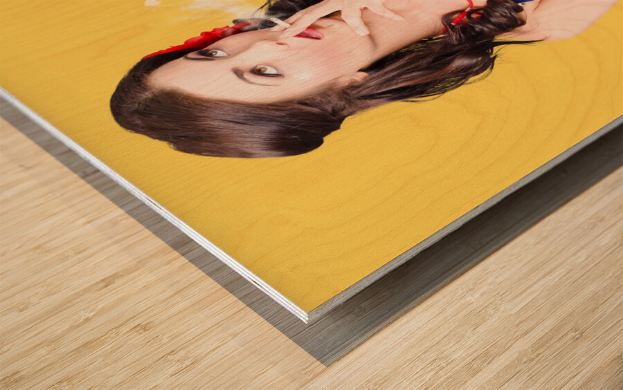 Beautiful american military pin up girl Wood print