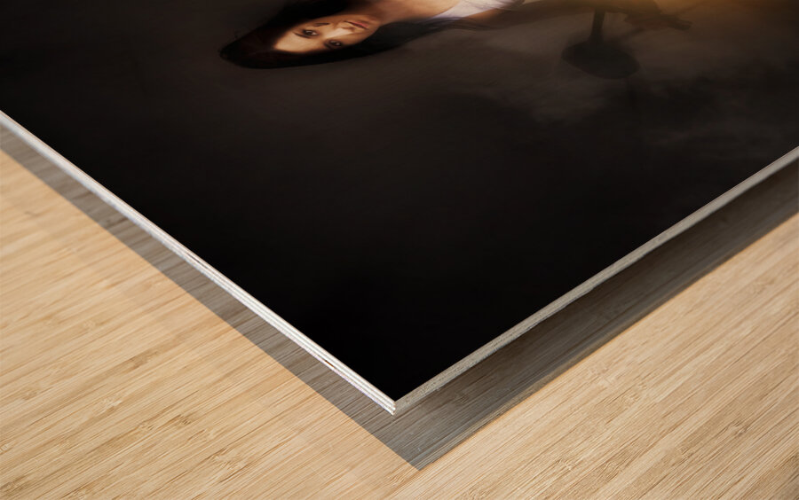 Motorcyclist Riding Bike At Fast Pace Wood print