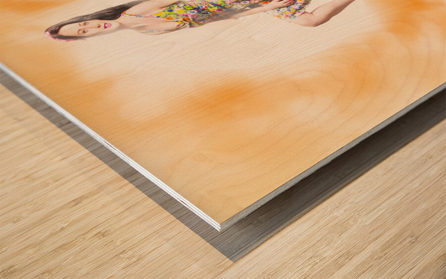 Backlit pin-up beauty Wood print