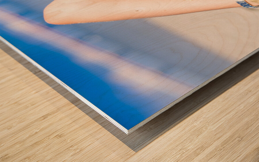 Pretty female at beach Wood print