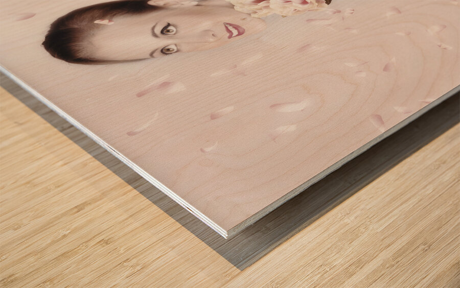 Beautiful Woman Holding Flowers At Vintage Wedding Wood print