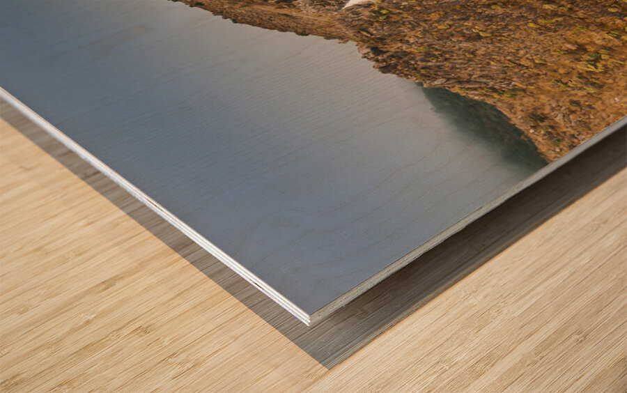 Beautiful waterfall in sunlight Wood print