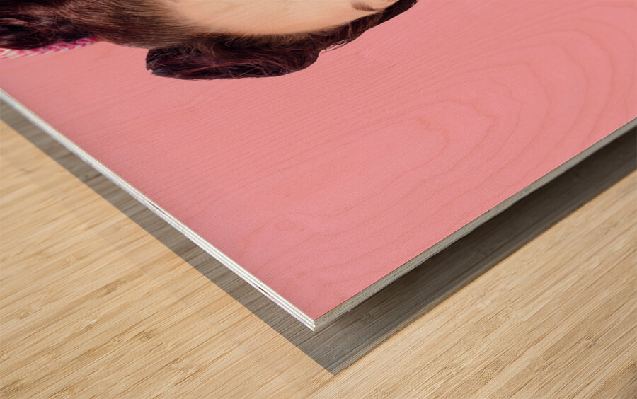 Funny pinup girl with ice cream in isolated studio Wood print