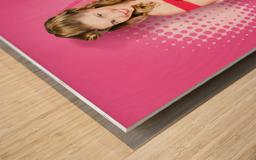 Beautiful retro woman. Salon hairstyle pin-ups Wood print