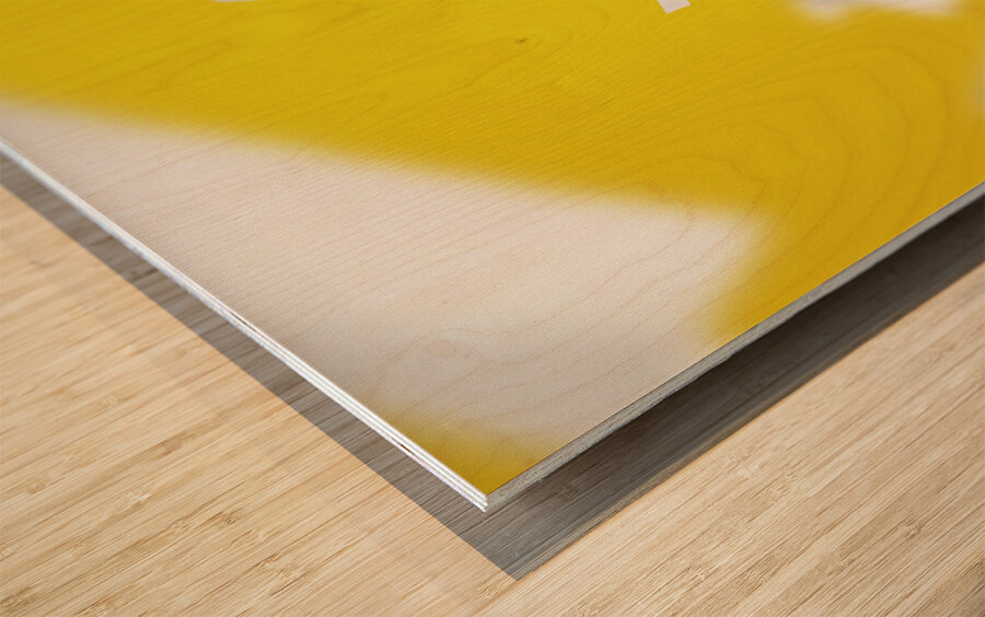 Pinup typist writing story on typewriter Wood print