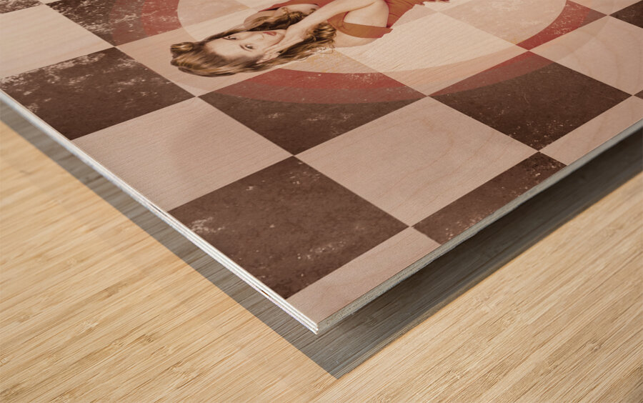 Creative vintage pin-up girl in 50s retro diner Wood print