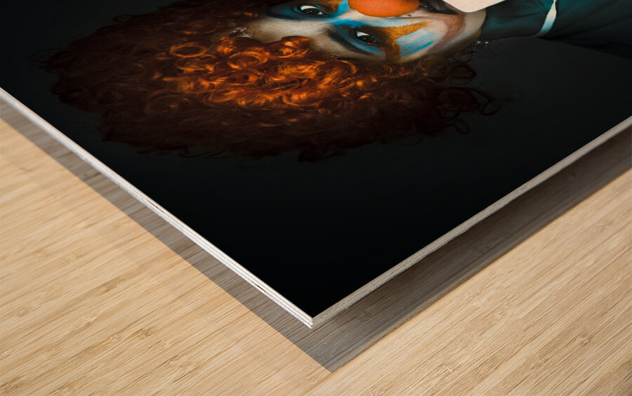 Disturbed Clown With Knife Wood print