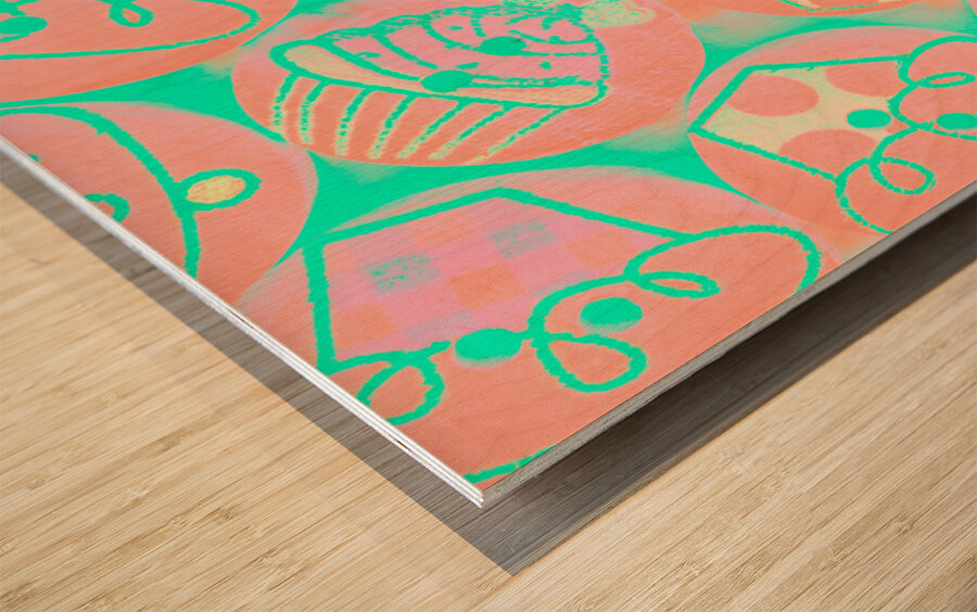 Decoratively baked Wood print