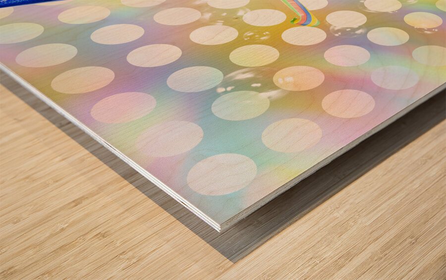 Amusement man in party hat celebrating a birthday bash Wood print