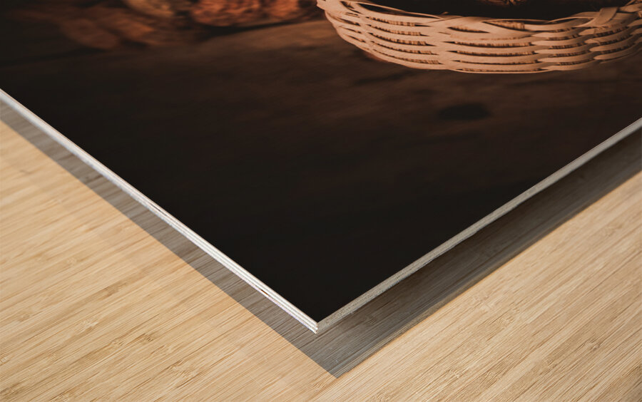 Nuts still life food photography Wood print