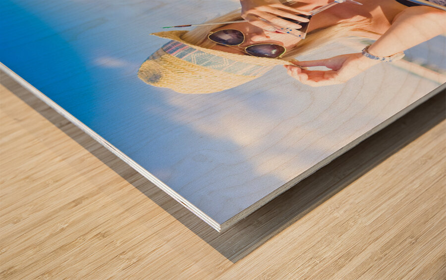 Tourist On Summer Vacation To Tropical Paradise Wood print