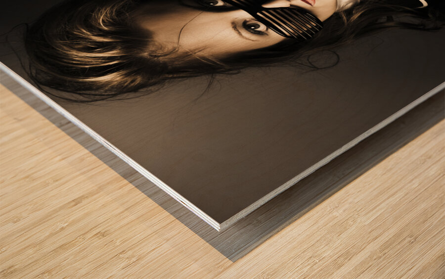 Beauty woman posing in formal evening wear Wood print