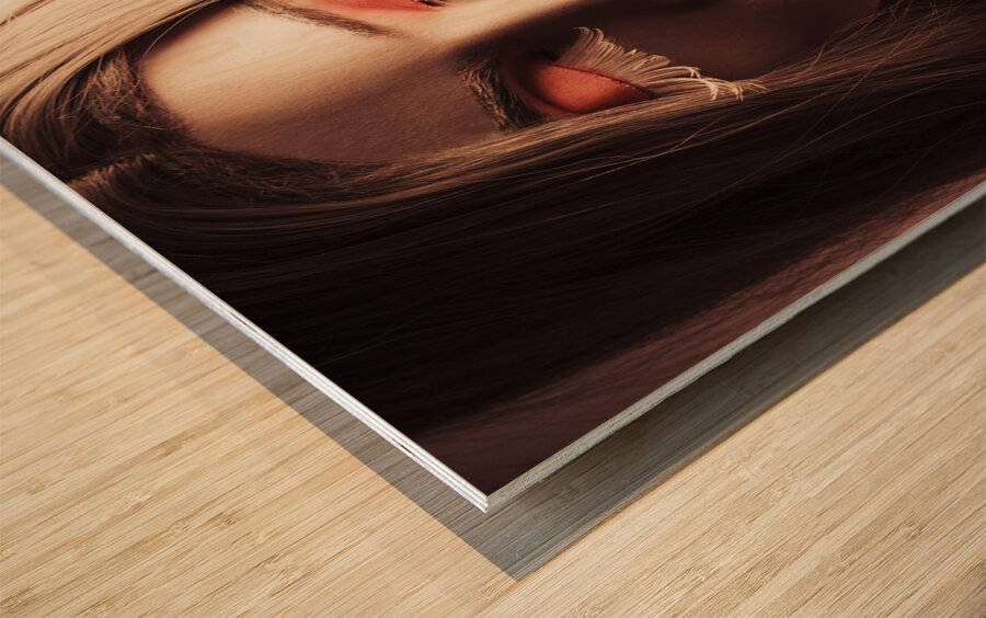 Vampire girl with holding glass of blood Wood print