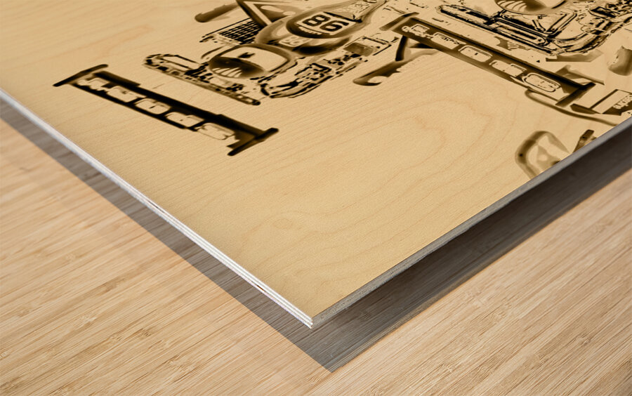 Need for sepia Wood print