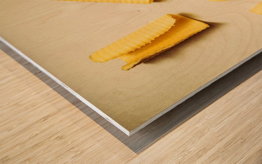 Fresh Butter Curls On Table Wood print