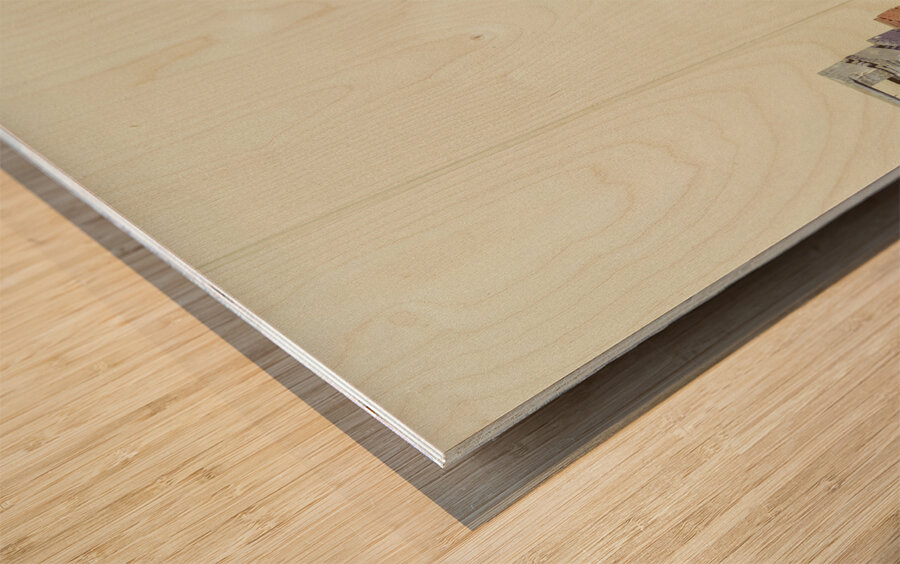 Retro man dreaming up literary ideas Wood print