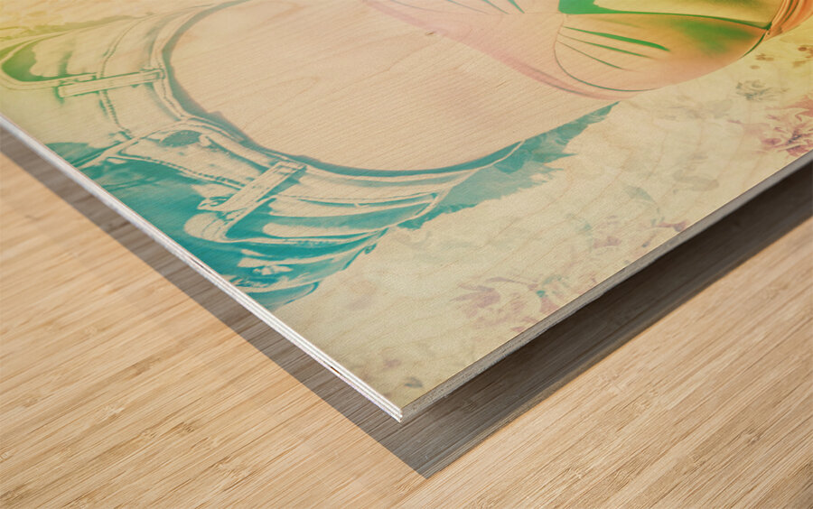 Retro pin-up pool party Wood print