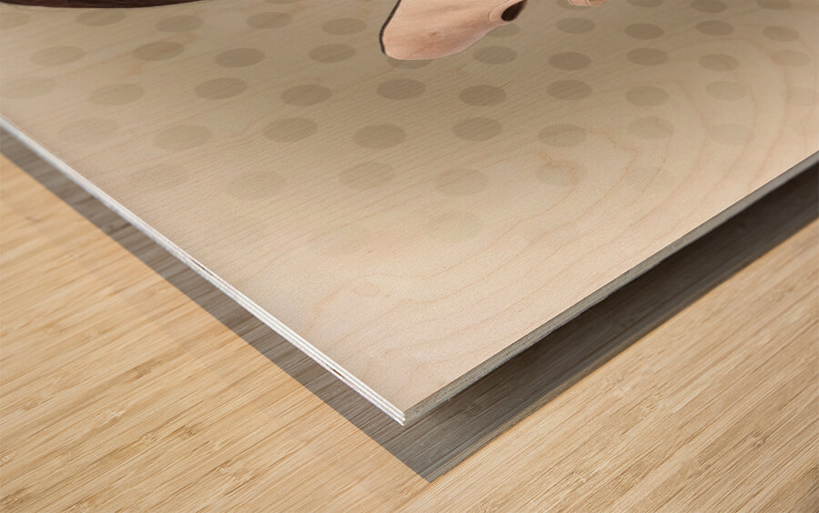 Hi fashion. Retro woman with high heel shoes Wood print