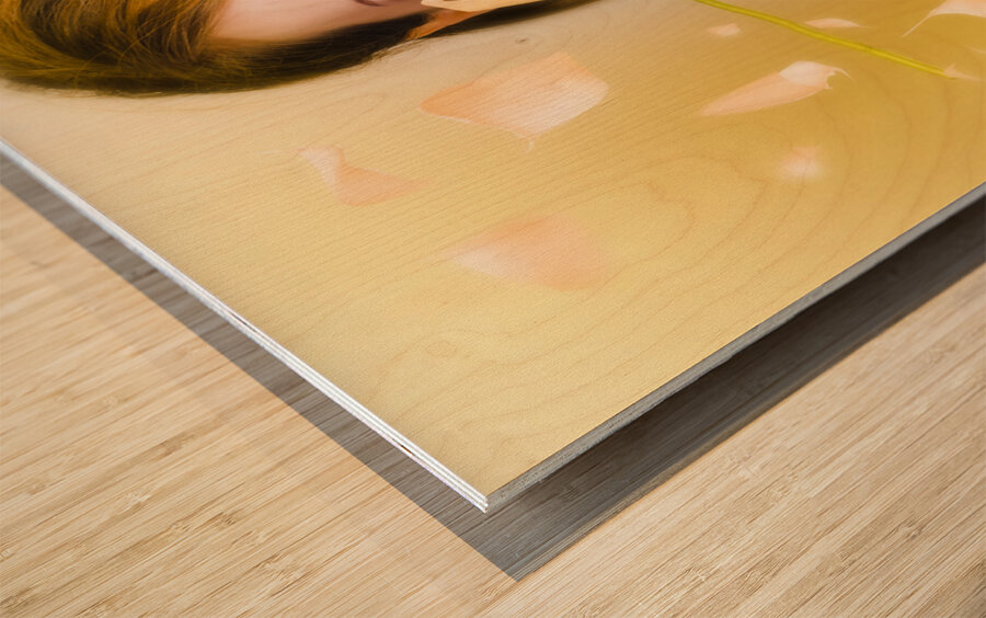 Young beautiful woman expressing feelings of love Wood print