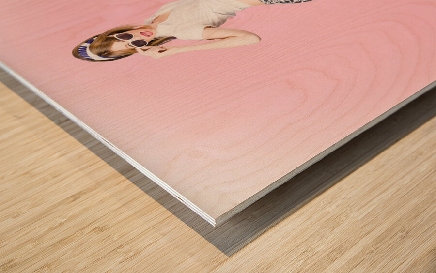 Beautiful pinup girl with beauty hair and make-up Wood print