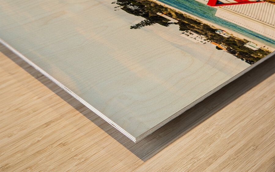 Retro beach boxes Wood print