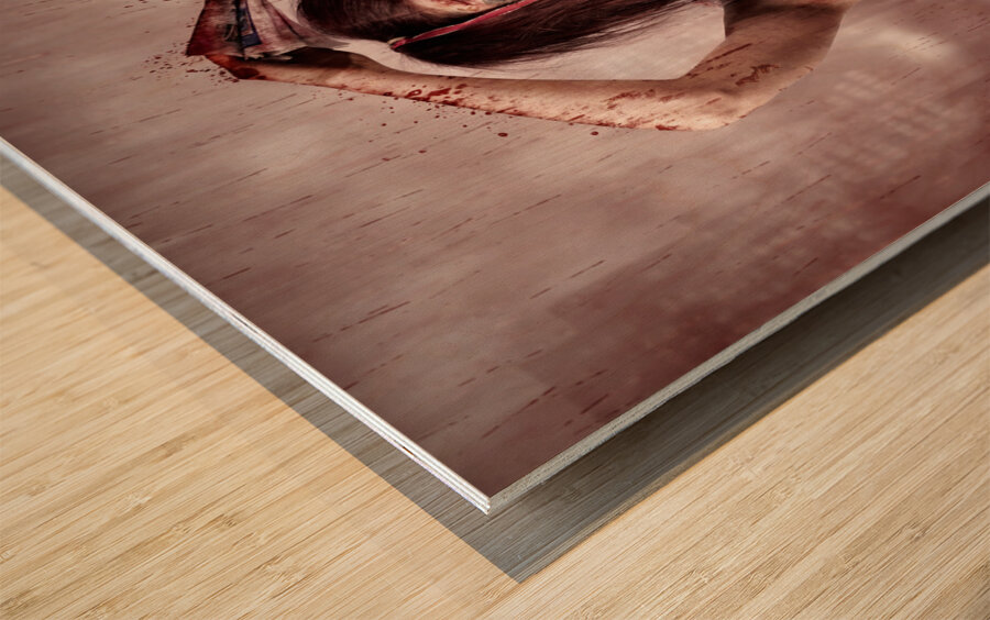 Living dead school girl in headline nightmare Wood print