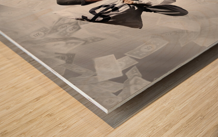 The bail-in banker Wood print