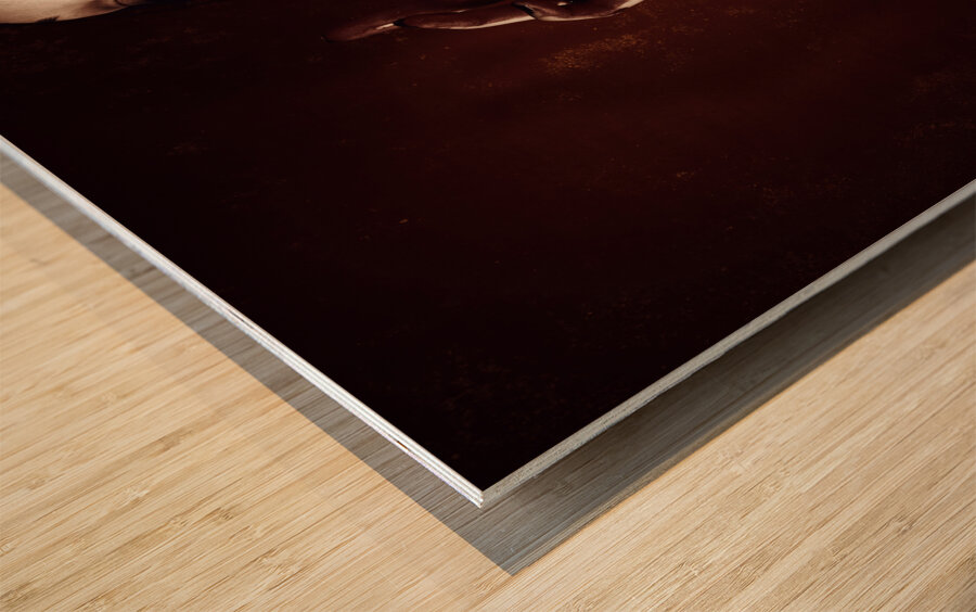 Vampire woman touching tasting and smelling blood Wood print