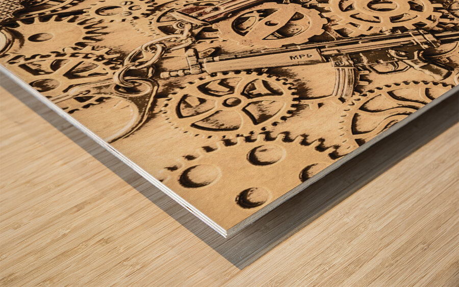 Pistol parts and rifle pinions Wood print