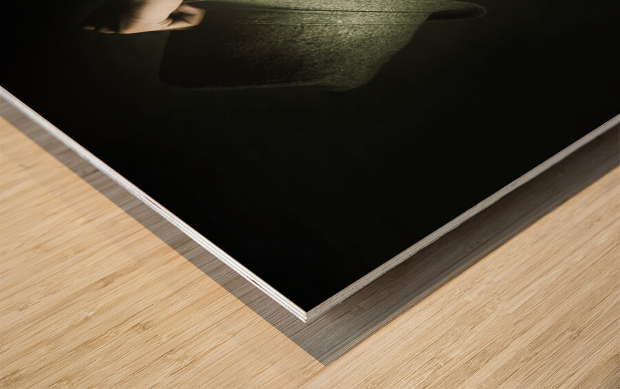 Vintage Undercover Spy On Dark Background Wood print