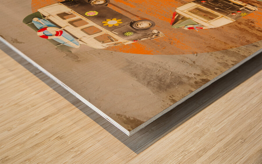 Sun Sand And Surf Vans Wood print