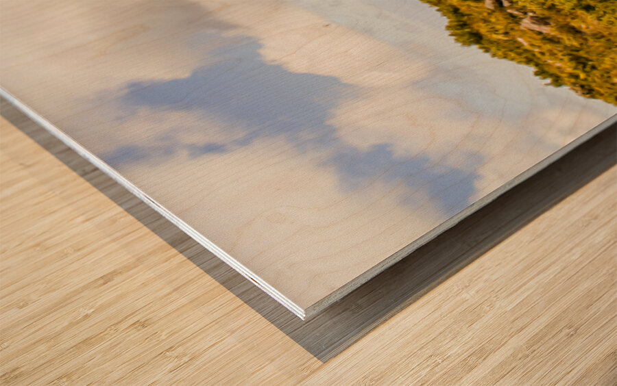 Peaceful countryside panorama Wood print