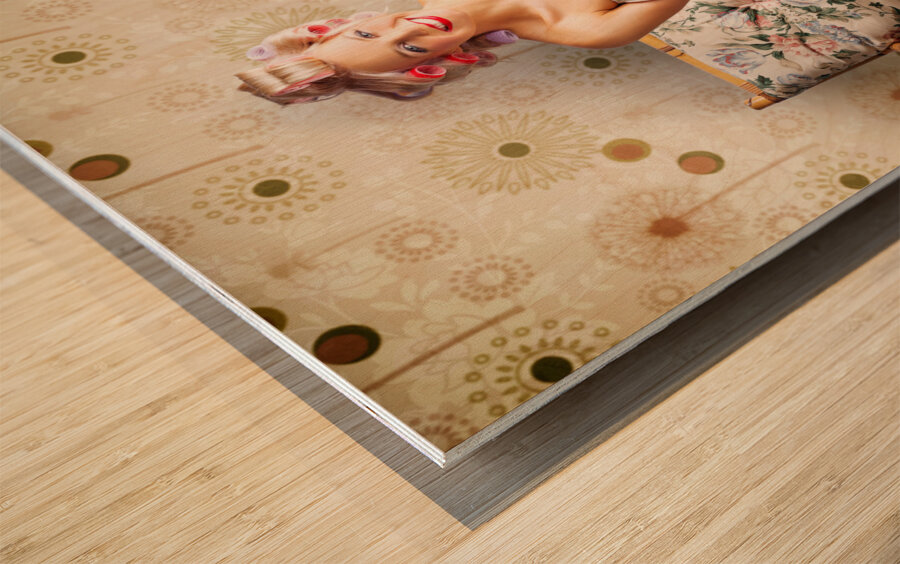 Beautiful Woman Getting New Hair Style At Salon Wood print