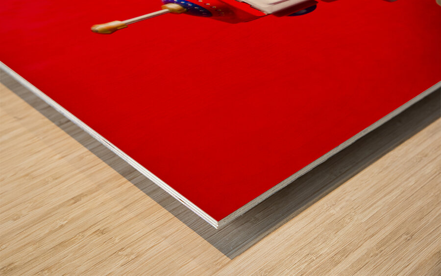 1970s wind up dancing robot Wood print