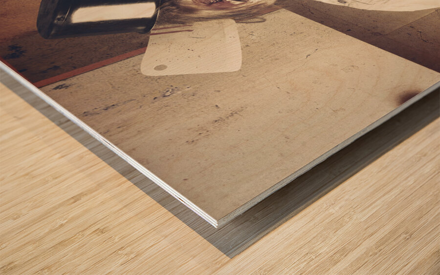 Dead scary zombie girl cooking brains Wood print