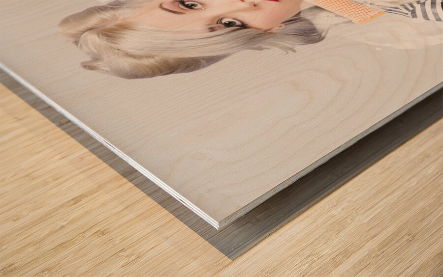 Young woman washing empty copy space windows Wood print