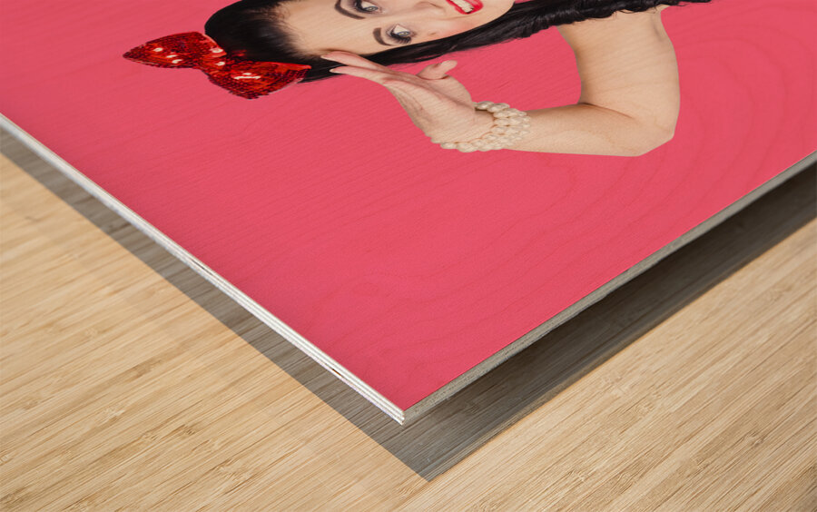 Beautiful young 80s skater girl isolated Wood print