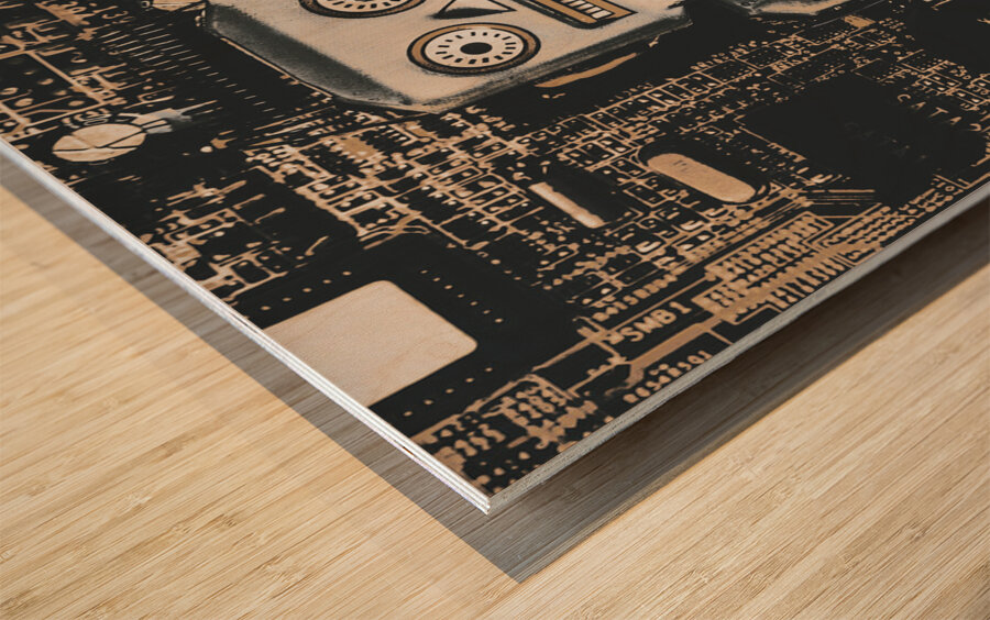 Circuit back  Wood print