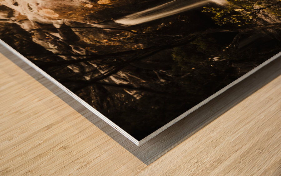 Rocky mountain waterfall Wood print