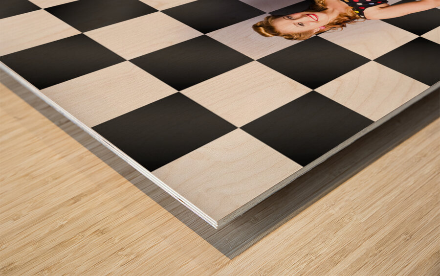 Portrait Of Beautiful Retro Woman In Vintage Style Wood print