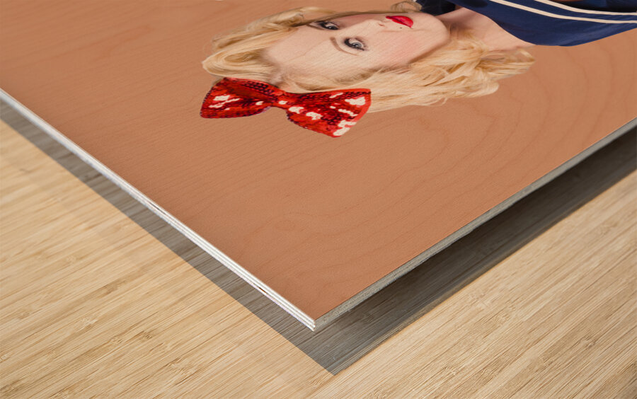 Pin-up sailor girls showing physical strength Wood print