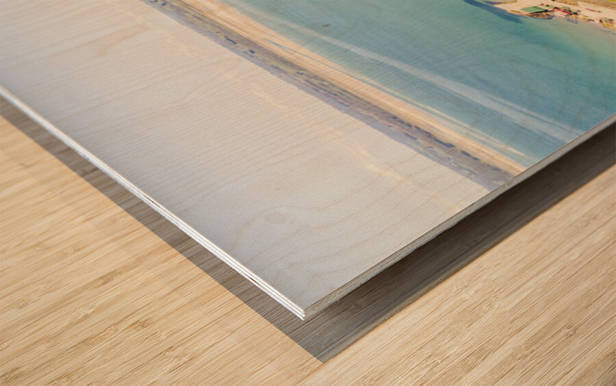 Oceanic harbour town Wood print