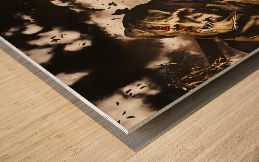 A crow left of the murder Wood print