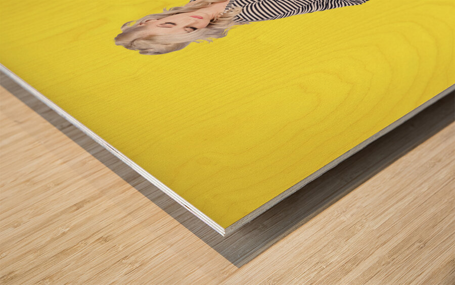 Woman washing and cleaning a floor Wood print