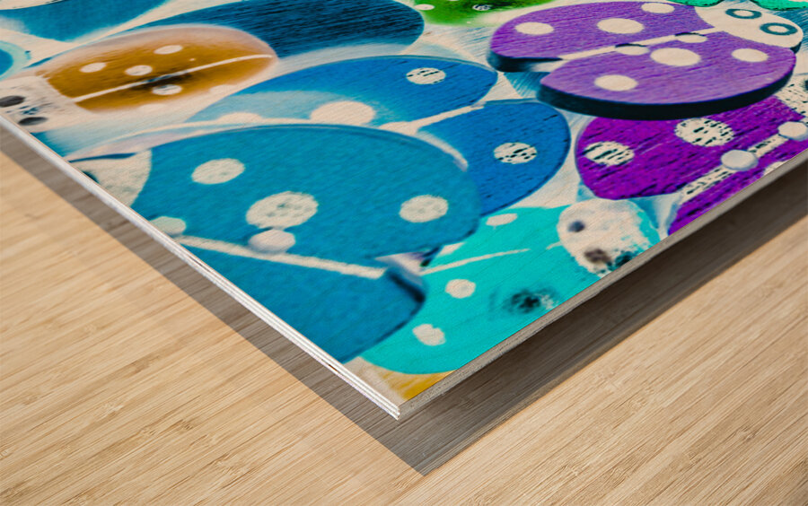 Love leaves and ladybeetles Wood print