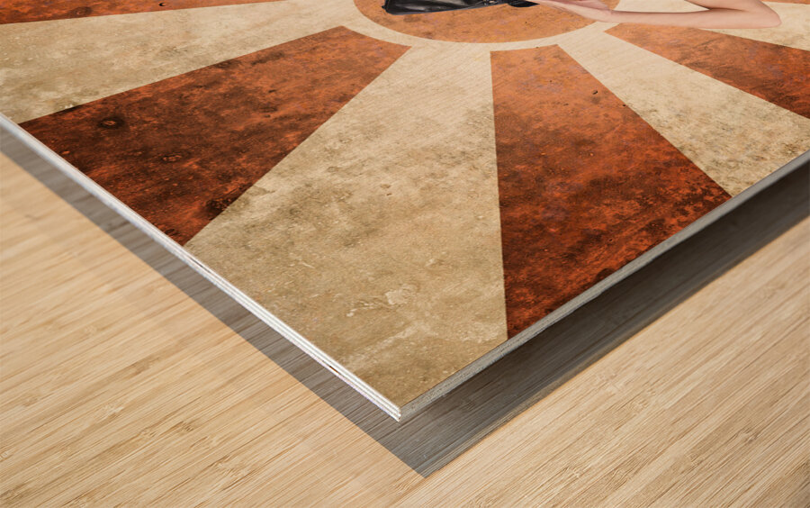 Airplane pilot saluting on grunge background Wood print