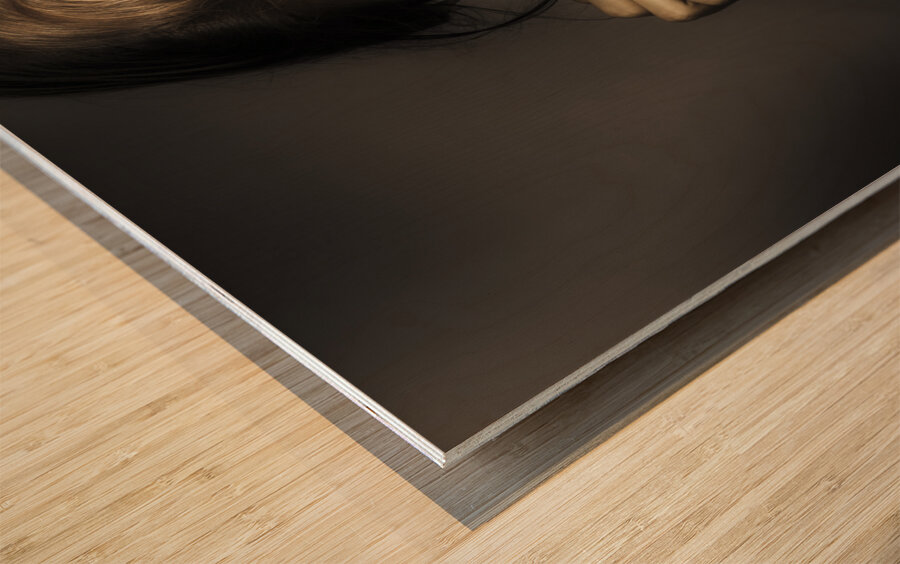 Dark fashion pinup model Wood print