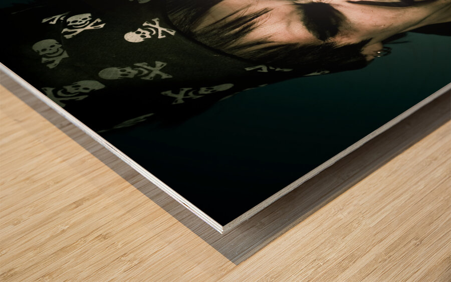 Man With Gun Wood print