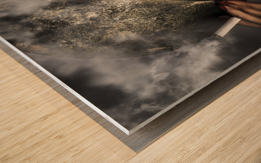 Attractive pinup woman in 1940 military style Wood print